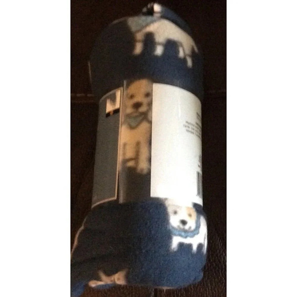 NEW Blue Fleece Throw‎ Blanket Assorted Dog Dogs 50" X 60" - Picture 2 of 2